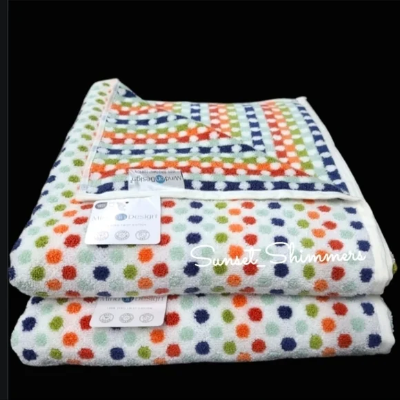 8pc Mind on Design Bath Hand Washcloth Towel Set Multicolored Dot Zero Twist NEW - Picture 4 of 7